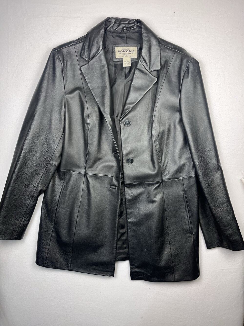 Sonoma Jean Company Black Genuine Leather Jacket Women’s Large – Vintage